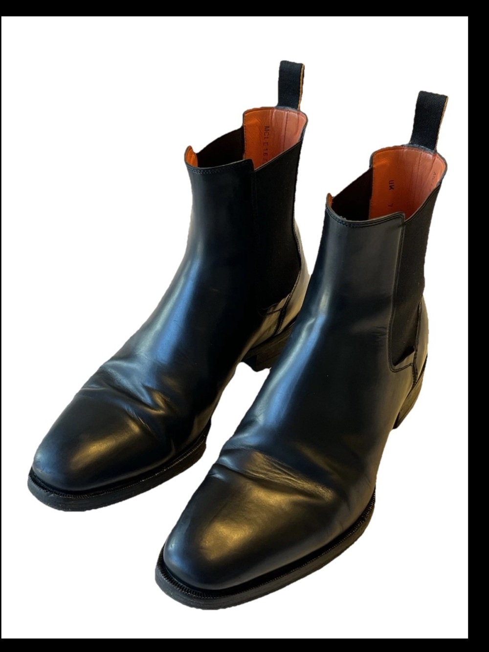 Santoni Black Leather Chelsea Boots Made in Italy Men’s 8 Luxury Minimalist